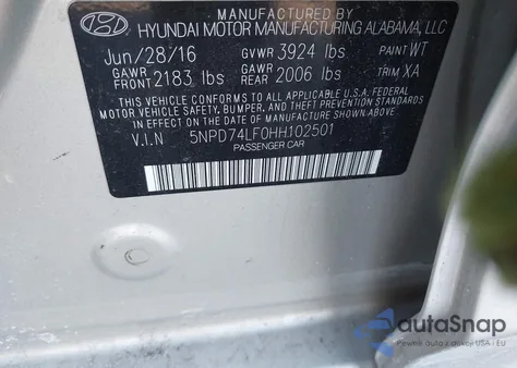 2017 Hyundai Elantra Se из США, поврежденный, VIN 5NPD74LF0HH102501